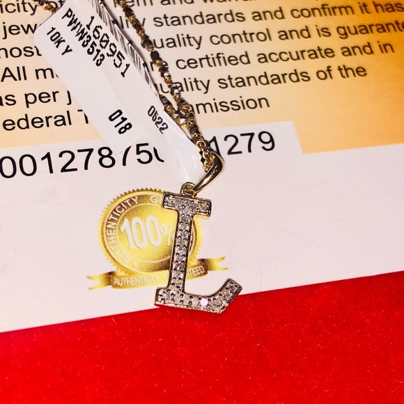 10k solid gold real diamond L initial custom monogram pendant FREE Appraisal HOT - Picture 5 of 8